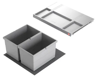 Produktbild von Hailo Abfallsammler 3201613 Allegro 270 Einsatz 2x 14 Liter Hellgrau