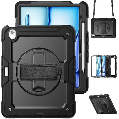 Immagine prodotto di Custodia per tablet Apple iPad Air 13 2026 / 2025 ibrida a 360 gradi con tracolla, nera