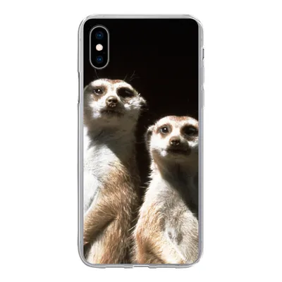 Produktbild von MuchoWow® Handyhülle Schutzhülle Hülle für iPhone Xs Schwarz - Erdmännchen - Tiere Silikon Softcase Handy Hülle - Handytasche