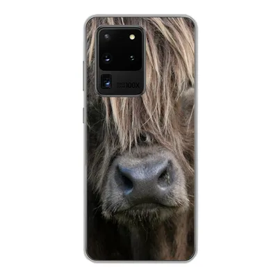 Produktbild von MuchoWow® Handyhülle Schutzhülle Hülle für Samsung Galaxy S20 Ultra Schottischer Highlander - Braun - Nase Silikon Softcase Handy Hülle - Karteninhaber