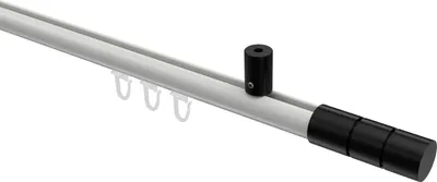 Produktbild von Interdeco Innenlaufstange / Gardinenstange mit Innenlauf Weiß / Schwarz, Typ Sonius Elanto (Rillenzylinder) Deckenmontage, 20 mm Ø 1-läufig, 240 cm
