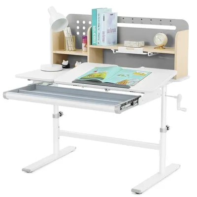 Produktbild von Schreibtisch – Kinderzimmer-/Kalligrafietisch – Multifunktionaler Schreibtisch – Neigbarer Schreibtisch – 60 x 100 x 55 cm – Weiß
