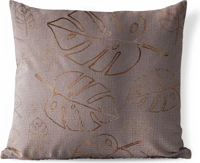 Produktbild von MuchoWow® Outdoor Kissen - Design - Blätter - Lila - 40x40 cm - Wetterfest - Lounge Kissen - Kopfkissen - Interieur - Polster mit Bild