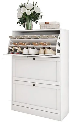 Obrázek produktu pro Botník se 3 dvířky JY-241119, 9 přihrádek, 80 x 117 x 30 cm, bílý
