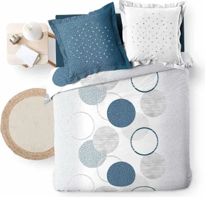 Image de Parure de lit - Douceur d'Intérieur - Voie Lactee Bleu - Coton - 260x240cm - Bleu