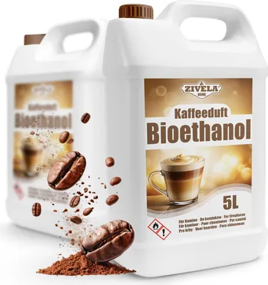 Obrázok produktu pre Bioetanol 96,6% 10L |alkohol Vôňa kávy 96,6% 2x5L | Bioetanol pre krb, stolný krb, krb na bioetanol | Bioetanol Vôňa kávy | Čisté spaľovanie, bez dymu, živý a stabilný plameň