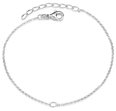 Produktbild von MATERIA Charms Armband Silber 925 mit Öse und Karabiner Verschluss - Damen Armkette 18-21cm verstellbar SA-123-Silber