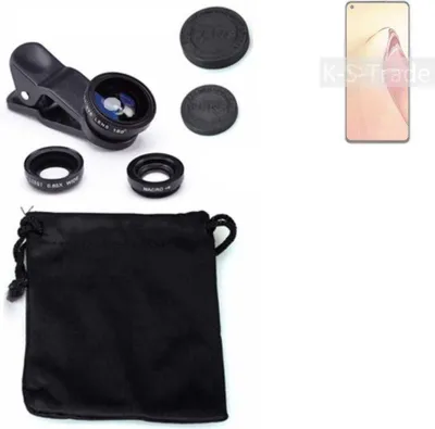 Produktbild von K-S-Trade Smartphone Kamera Linsen Set Kompatibel mit Oppo Reno8 Pro 3in1 Clip-On Kamera Adapter Macro Weitwinkel FishEye Fischauge Objektiv Linse