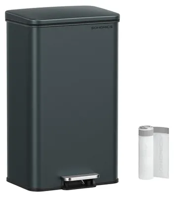 Produktbild von Küchenabfallbehälter aus Stahl 40 Liter mit Deckel, Anthrazit – 34,8 x 32,1 x 55,7 cm