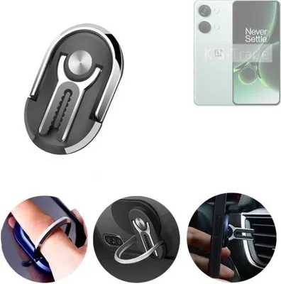 Produktbild von K-S-Trade 3in1 Smartphone-Ring Handy-Ring kompatibel mit OnePlus Nord 3 5G Fingerhalterung  Handyring Tischständer Lüftungsgitter-Halterung Tisch