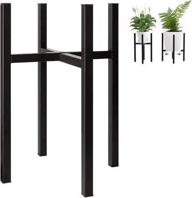 Image de Support à plantes réglable, grand format, en métal, noir, pour l'intérieur et l'extérieur