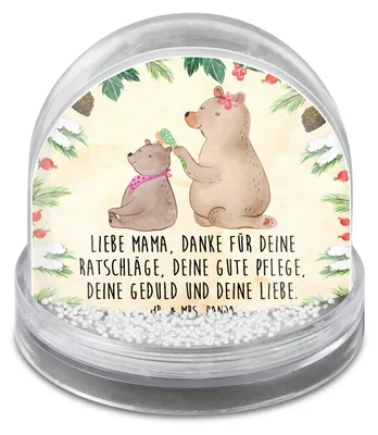 Produktbild von Mr. & Mrs. Panda Schneekugel Bär Kind - Naturpapier - Geschenk, Bären, Schüttelkugel, Muttertag, schnee kugel, Weihnachts, Familie, Mutter, Spruch-Schneekugel, Vorbild
