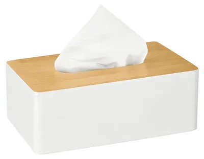 Zdjęcie produktu dla Pojemnik bambusowy na chusteczki biały chustecznik pudełko 21 x 13 x 9,5 cm organizer na chusteczki