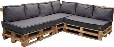 Obrázek produktu pro Blomster polštáře z palet Polštáře z palet s odnímatelným potahem Pohovka z palet Polštář z palet B01 tmavě šedý Sada 10 kusů: 120x80+60x40