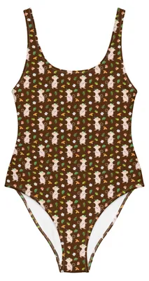 Produktbild von Mr. & Mrs. Panda Badeanzug Maus Walking Größe XS - Braun - Geschenk, Damen-Einteiler, Spazieren gehen, Damen-Badeanzug, Schnelles, Swimsuit, Walken, Bademode