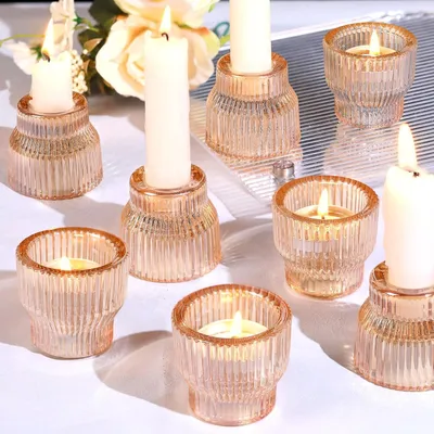 Produktbild von 12 Stück Goldene Kerzenhalter aus Glas