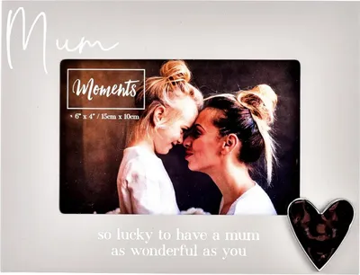 Produktbild von Celebrations - "Moments Mum" Herz Bilderrahmen, aus Holz WD3682 (Einheitsgröße) (Grau)