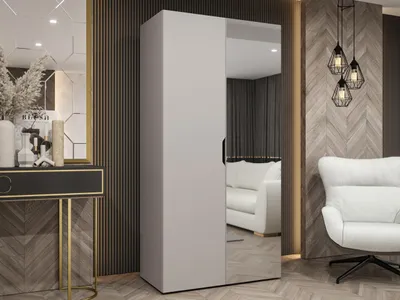 Produktbild von MIRJAN24 Kleiderschrank Malaga 100 mit Spiegel, Kleiderschrank, Garderobe (Farbe: Cashmere, Größe: 100 cm)