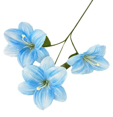 Produktbild von Künstliche Lilienblüte, 3 Köpfe, voll erblüht, künstlicher Lilienzweig mit Blättern, realistische Haptik, künstliche Lilienblüte für DIY-Hochzeitssträuße und Blumenarrangements