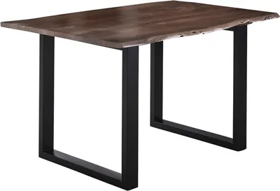 Produktbild von Esstisch Baumkante massiv Akazie nussbaum 160 x 85 schwarz U-Gestell LUBIN