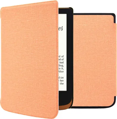 Productafbeelding van imoshion Canvas Sleepcover Bookcase voor de Pocketbook Touch Lux 5 / HD 3 / Basic Lux 4 / Vivlio Lux 5 - Peach