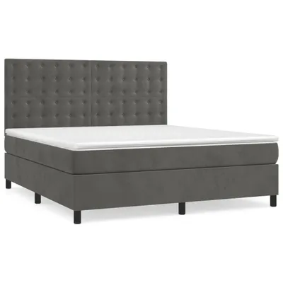 Obrázek produktu pro vidaXL Postel Boxspring s matrací Dark Grey 180x200 cm Velvet
