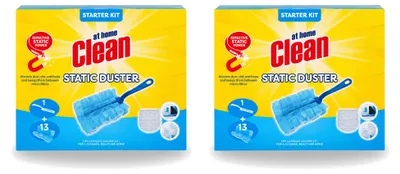 Zdjęcie produktu dla 2 zestawy startowe "At Home Clean Staubwischer" do czyszczenia kurzu, każdy zawierający 13 elektrostatycznych ściereczek - zestaw ekonomiczny - 2 sztuki