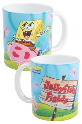 Produktbild von Spongebob Schwammkopf Tasse - Jellyfish Quallen Kaffeetasse Becher Kaffeebecher aus Keramik 320 ml