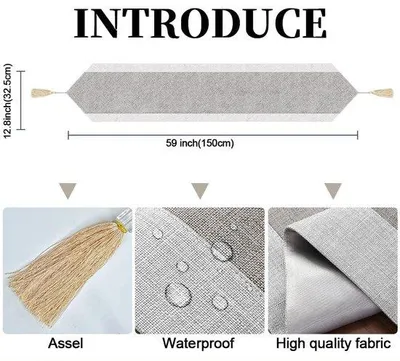 Produktbild von Famanu Tischläufer Natürliches Leinen - Asiatischer Stil - 33 x 150 cm