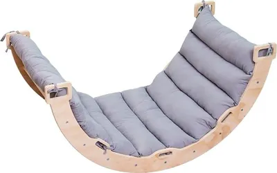 Imagen del producto de Puente de escalada/arco de escalada de madera, incluye cojín – Estructura de escalada Montessori – Madera natural – Juguete para niños – 97 x 47 x 52 cm