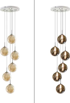 Produktbild von ZMH Pendelleuchte esstisch Pendellampe Höheverstellbar Kronleuchter Hängeleuchte 6-Flammig aus Glas Küchen Wohnzimmerlampe Schlafzimmerlampe Flurlampe