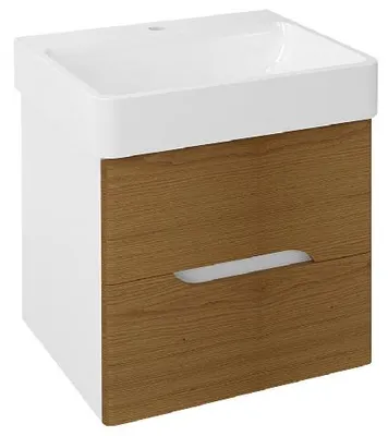 Image de Sapho Mediena - Meuble lavabo 560x510x485 mm, blanc mat/chêne naturel MD062