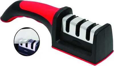 Immagine prodotto di Affilacoltelli - Affilatrice per coltelli - Coltelli affilati - Sistema a 3 fasi - 21 cm - Nero