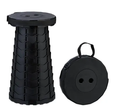 Produktbild von Campinghocker Angelhocker Festivalhocker - Teleskopisch - Klappbar - Schwarz - Max. 100 kg