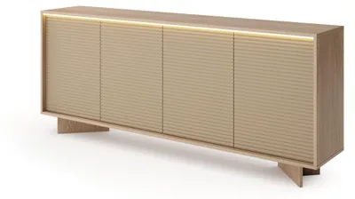 Produktbild von Masseno Kommode RIGATO 203,9 cm Sideboard mit  Schubladen und 4 Türen für Wohnzimmer Schlafzimmer Modern 203,9x40x84,4 cm Beige