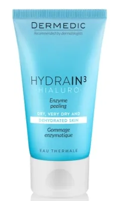 A product shot of a tube of Dermedic Hydrain3 Hialuro Enzymatic Peeling.