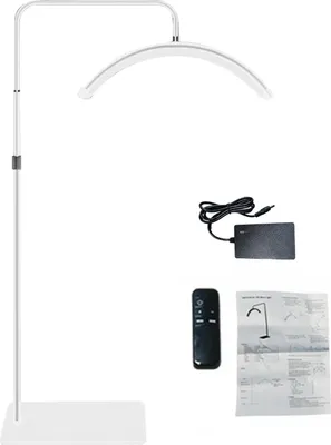 Zdjęcie produktu dla Lampa podłogowa LED w kształcie półksiężyca – dwubarwna lampa wideo (3200 K–5600 K) ze statywem o regulowanej wysokości