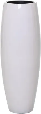 Image de Vase de sol VIVANNO en fibre de verre MAGNUM rond, blanc brillant - 37x100 cm