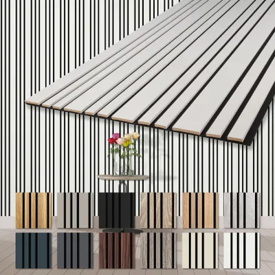 Produktbild von HEXIM Akustikpaneele 278x60cm Holz Mila - flexible Holzpaneele Platten Wandpaneele Wanddeko Kombipaneel Wandverkleidung Schalldämmung Akustikfilz weiß (1.67m² White)
