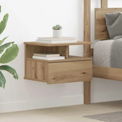Image de vidaXL Table de chevet suspendue en chêne Artisan 40 x 31 x 28 cm