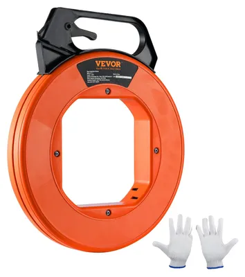 Image de VEVOR Tire-câble 73,2m Spirale de tirage de haute qualité Acier à haute teneur en manganèse, gants en coton inclus Fil de tirage pour gaines vides avec câble incassable [3mm] Ressort de tirage Tire-câble