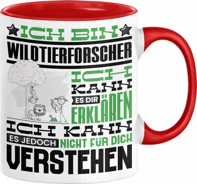 Produktbild von Wildtierforscher Geschenk Kaffee-Tasse Geschenkidee für Wildtierforscher Ich Bin Wildtierforscher Ich Kann Es Dir Erklären Jedoch Nicht Für Dich Verstehen Spruch Lustig (Rot)