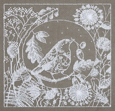 Produktbild von Panna Kreuzstichset "Weiße Spitze. Vogel" 16x16,5cm, Zählmuster