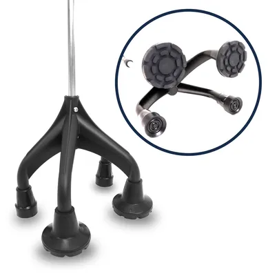 Produktbild von KMINA Krücke 4 Füße Schwer Stabil 1.5kg Verstellbar >155cm Patent Design Europa