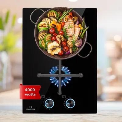 Image de Klarstein Plaque de Cuisson Gaz 2 Feux, Table de Cuisson à Gaz 2 Brûleurs, Plaque Gaz 4000W, Piano Cuisine Gaz en Acier Inoxydable, Plaque de Cuisson Gaz Encastrable, Plaque a Gaz Cuisine Inox
