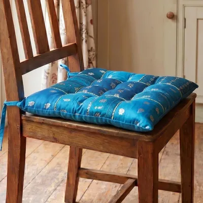 Produktbild von Orientalisches Brokat Steppkissen, Stuhlkissen 40*40 cm - Blau, Viskose, Zierkissen, Dekokissen, Sofakissen