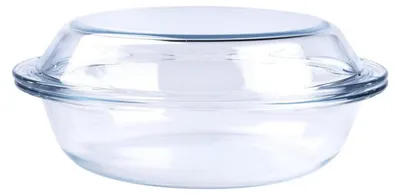 Productafbeelding van Glazen ovenschaal, rond, 1,8 liter, met deksel, geschikt voor oven, vriezer en vaatwasser, transparant