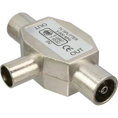 Produktbild von InLine® Antenne T-Verteiler für Radio, 1x Koax Stecker an 2x Koax Buchse