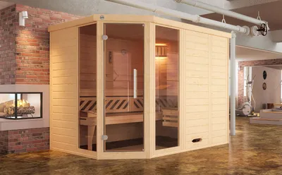 Produktbild von weka Design-Sauna KEMI Eck 2 GTF x B x T x H x 245 x 195 x 200
