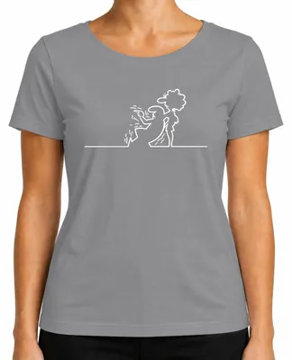 Produktbild von La Linea Balum Strichmaennchen Osvaldo Cartoon Retro Cavandoli Damen T-Shirt, Grau, L
